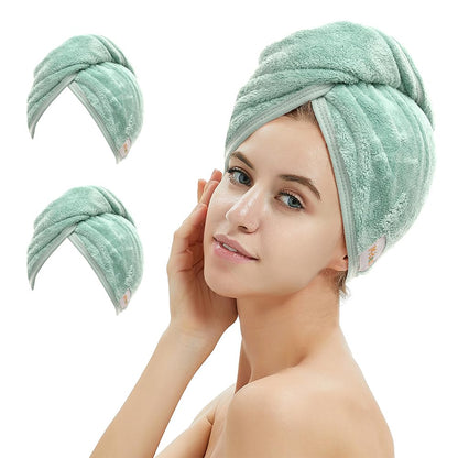 M-bestl Microfiber Hair Towel Wrap to Dry Short Hair Quickly (Pink&Gray)