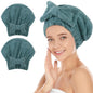 SUNLAND Large Microfiber Hair Drying Caps with Bow Knot 2 Pack Brown