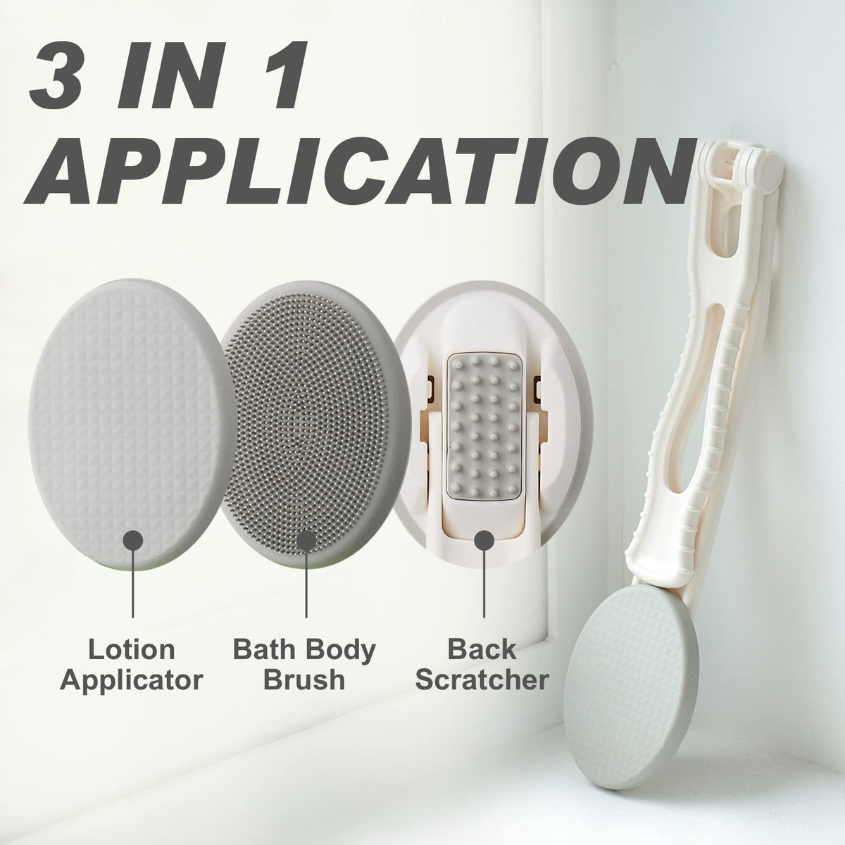 DOWMI Lotion Applicator for Back, Foldable 19” Long Handle, for Cream, Sunscreen & Ointment