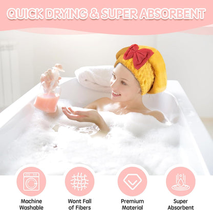 Microfiber Hair Drying Caps, 5-Pack Extra Soft and Ultra Absorbent