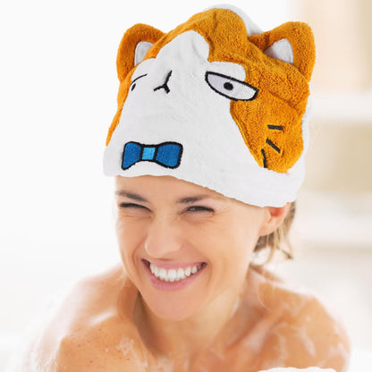 SHERCHPRY Cartoon Animal Hair Drying Cap Soft Fleece Hair Towel Hat for Wet Quick-Drying Wrap for Boys Girls Elastic Head Towel for Long Short Curly 10.62 X 8.26 X 0.78 in