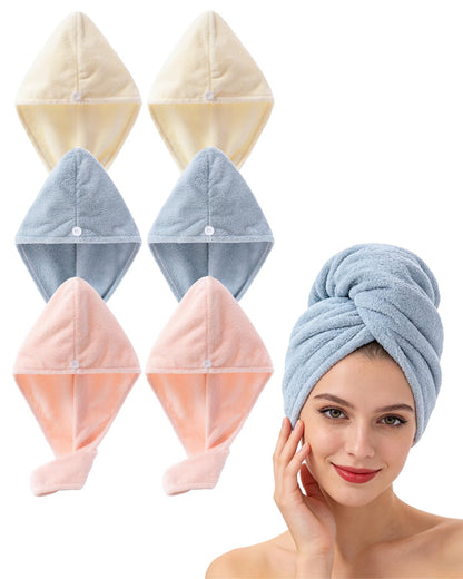 Lumimi Bath Pre Dry Hair Towel with Button, Red Grey, 2 Pack