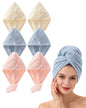 Lumimi Bath Pre Dry Hair Towel with Button, Red Grey, 2 Pack
