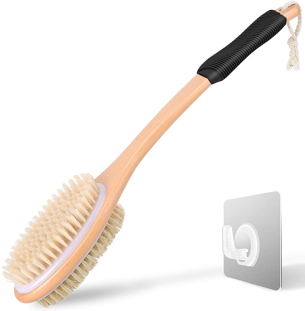 Long Handle Ergonomically Back Scrubber/Brush for Shower, Double Sided Exfoliating Body Scrubber for Women and Men (Blue)