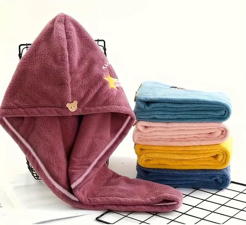 1pc Dry Hair Towel, Hair Drying Cap, Hair Turbans for Wet Hair, Drying Hair Wrap Towels for All Hair Types Anti Frizz, Dry Hair Towel-Purple