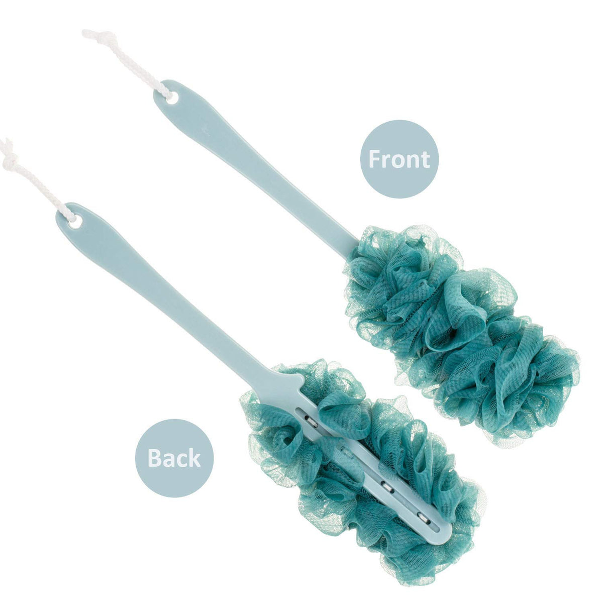 Long Handle Shower Loofah Back Scrubber Bath Body Brush on a Stick, Blue