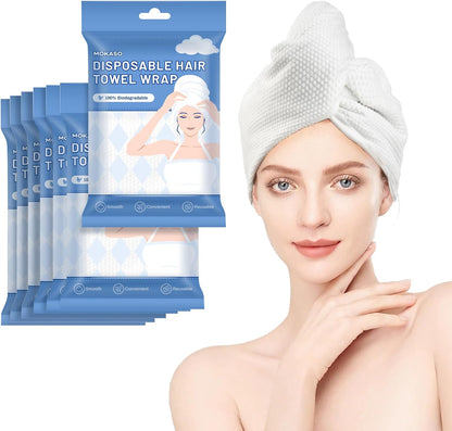 Disposable Microfiber Hair Towel with Button,7 Packs Large Quick Dry Towel Microfiber Hair Towel Wrap for Women for Travel, Gym, Hotel