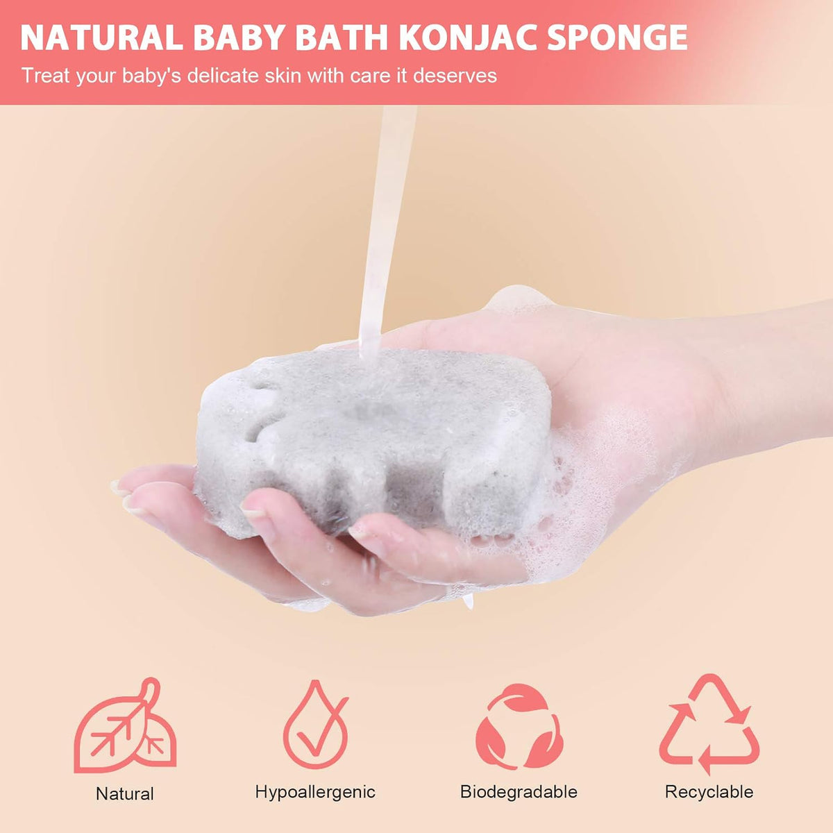 5 Pcs Konjac Baby Sponge for Bathing, Kids Bath Sponges for Infants, Toddler Bath Time, Cute Shapes and Safe Plant-Based Konjac Baby Bath Accessories, 5pcs
