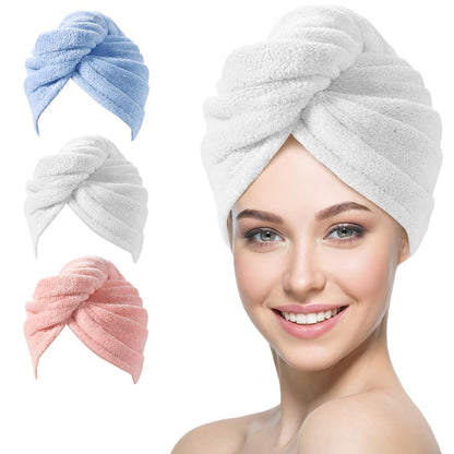 YFONG 3 Pack Microfiber Hair Towels Wrap for Women, Super Absorbent Drying