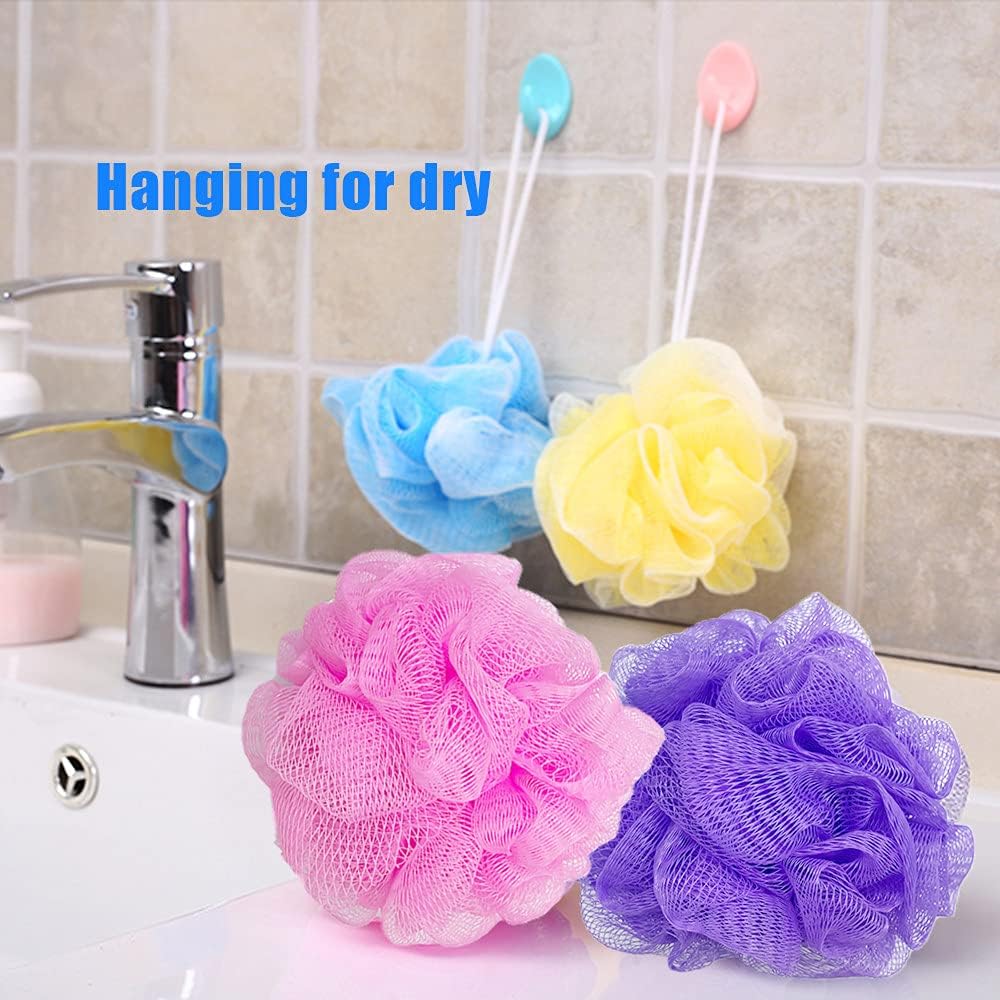 10 Pcs Bath Loofah Shower,Small Mesh Sponge Pouf Colorful Exfoliating Scrubber for Kids Women Men Body Wash,Random Color
