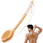 Back Scrubber for Shower，17in Bamboo with Curved Long Handle - Stiff Natural Boar Bristles for Men and Women, Deep Cleansing and Exfoliating, Anti-Slip Grip for Wet or Dry Brushing