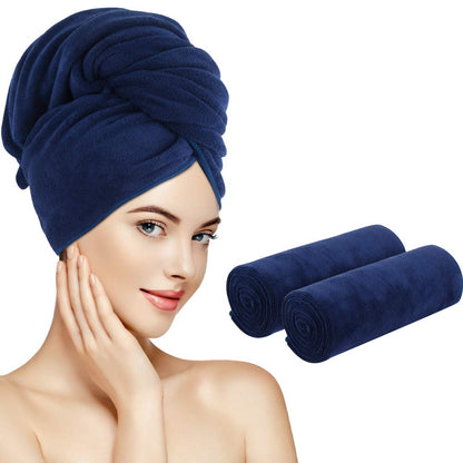 SUNLAND Microfiber Hair Towel 40 X 20 inches 2Pack Grey