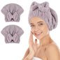 SUNLAND Large Microfiber Hair Drying Caps with Bow Knot 2 Pack Grey