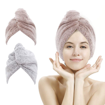 M-bestl Microfiber Hair Towel Wrap to Dry Short Hair Quickly (Pink&Gray)