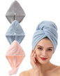 Lumimi Bath Pre Dry Hair Towel with Button, Red Grey, 2 Pack