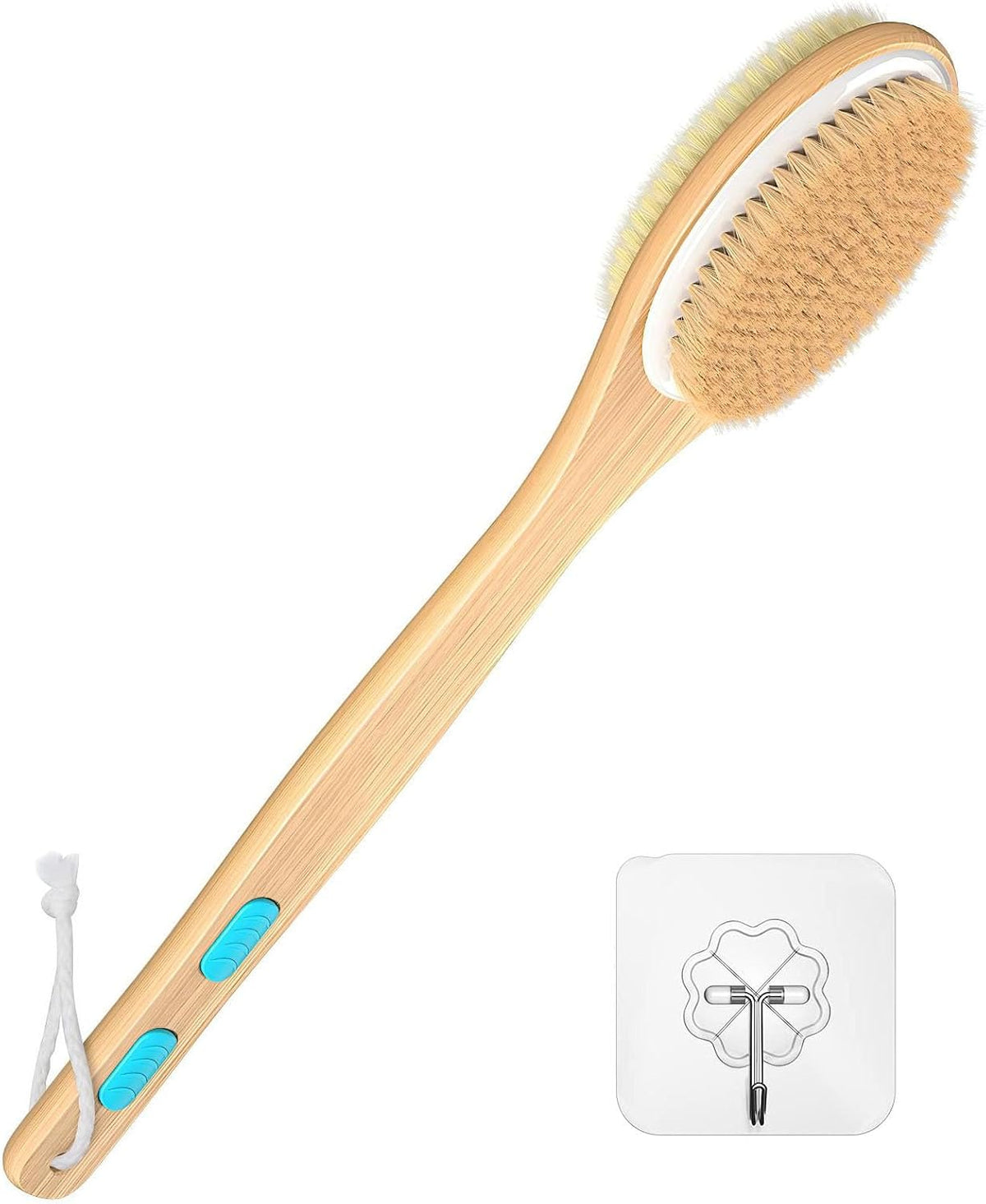 Back Scrubber for Shower, Bath Brush with Long Handle Soft & Stiff Bristles