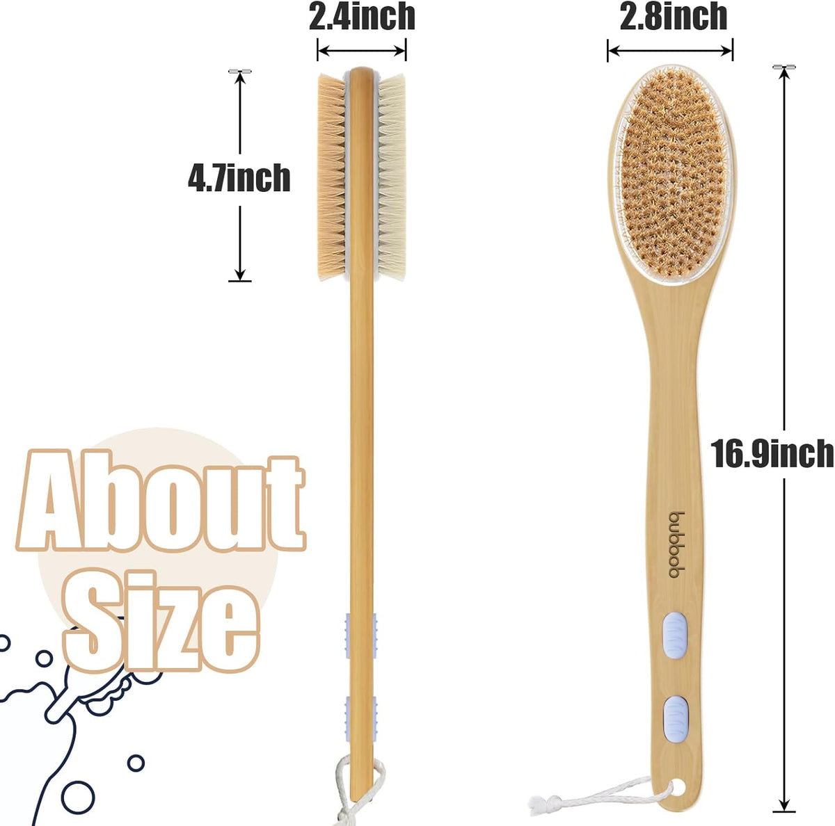 Back Scrubber for Shower,Bath Brush with Long Handle,Men and Women (2 Pack)