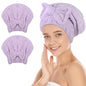 SUNLAND Large Microfiber Hair Drying Caps with Bow Knot 2 Pack Brown