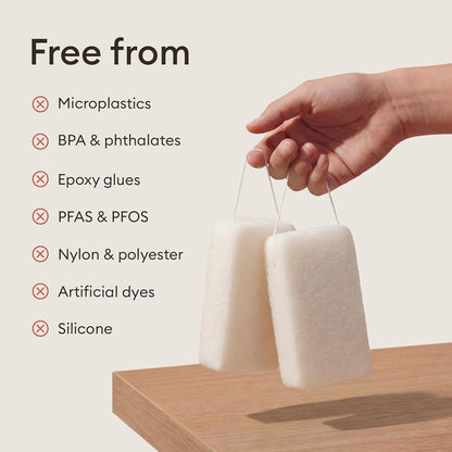 Vove Organic Konjac Exfoliating Body Sponges 2-Pack, Plant-Based