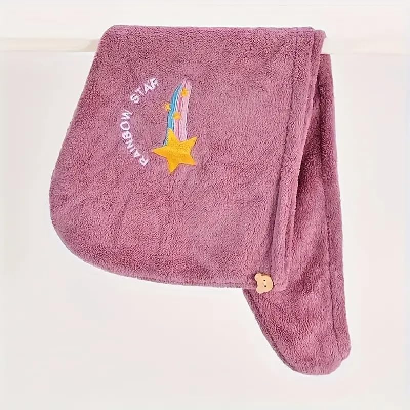 1pc Dry Hair Towel, Hair Drying Cap, Hair Turbans for Wet Hair, Drying Hair Wrap Towels for All Hair Types Anti Frizz, Dry Hair Towel-Purple