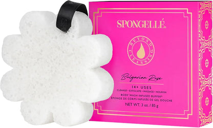 Spongellé Wild Flower Bath Sponge with Box Bundle, Mothers Day Gift | Bulgarian Rose, French Lavender, Freesia Pear | Built-in Body Wash & Body Scrubber, Shower Loofah Sponge for Women | 14+ uses
