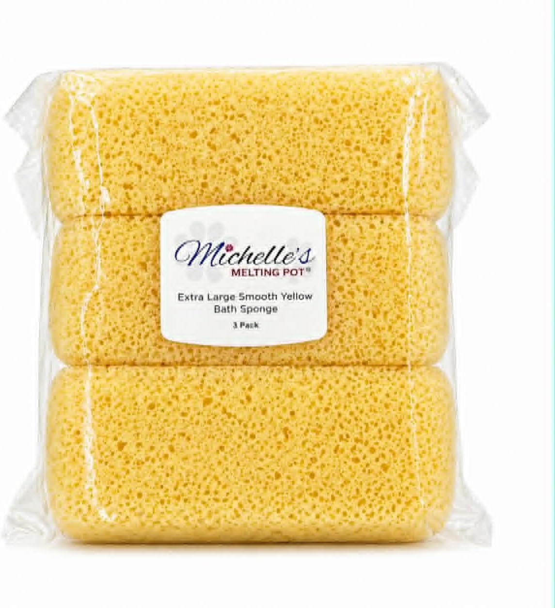 Michelle's Melting Pot Foam Bath Sponge Shower Sponge 3 Count (Smooth Yellow)