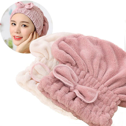 Jseng 2PC Microfiber Hair Drying Caps, Extreme Soft & Ultra Absorbent, Fast Drying Hair Turban Wrap Towels Shower Cap for Women