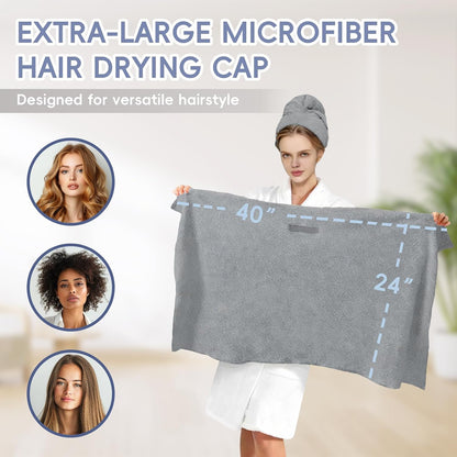 Large Microfiber Hair Towel for Women, Super Soft Absorbent Quick