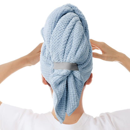 Large Microfiber Hair Towel Wrap for Women, Anti Frizz Hair Drying Towel with Elastic Strap, Fast Dry | Super Absorbent | Quick Dry Hair Turban for Wet, Curly, Long & Thick Hair -Gray