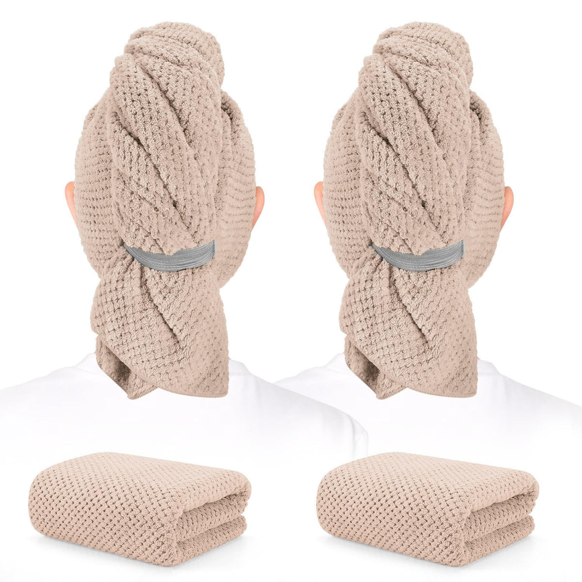 2 Pack Microfiber Hair Towel XL 41" x 24" Fast Dry, Soft, Absorbent