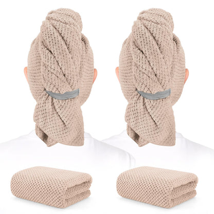 2 Pack Microfiber Hair Towel XL 41" x 24" Fast Dry, Soft, Absorbent