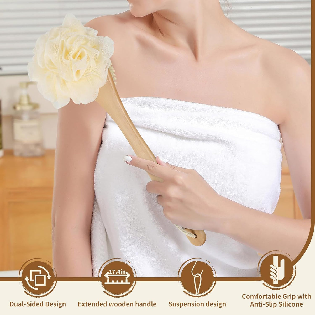 DEBETOOL Shower Loofah with Handle