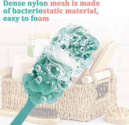 2Pack Back Scrubber for Shower Loofah with Long Handle, Shower Brush for Body, 17″ Loofah on a Stick for Men Women Bathing Accessories, Scrubber Sponge for Exfoliating Bath Brushes (Pink & Green)