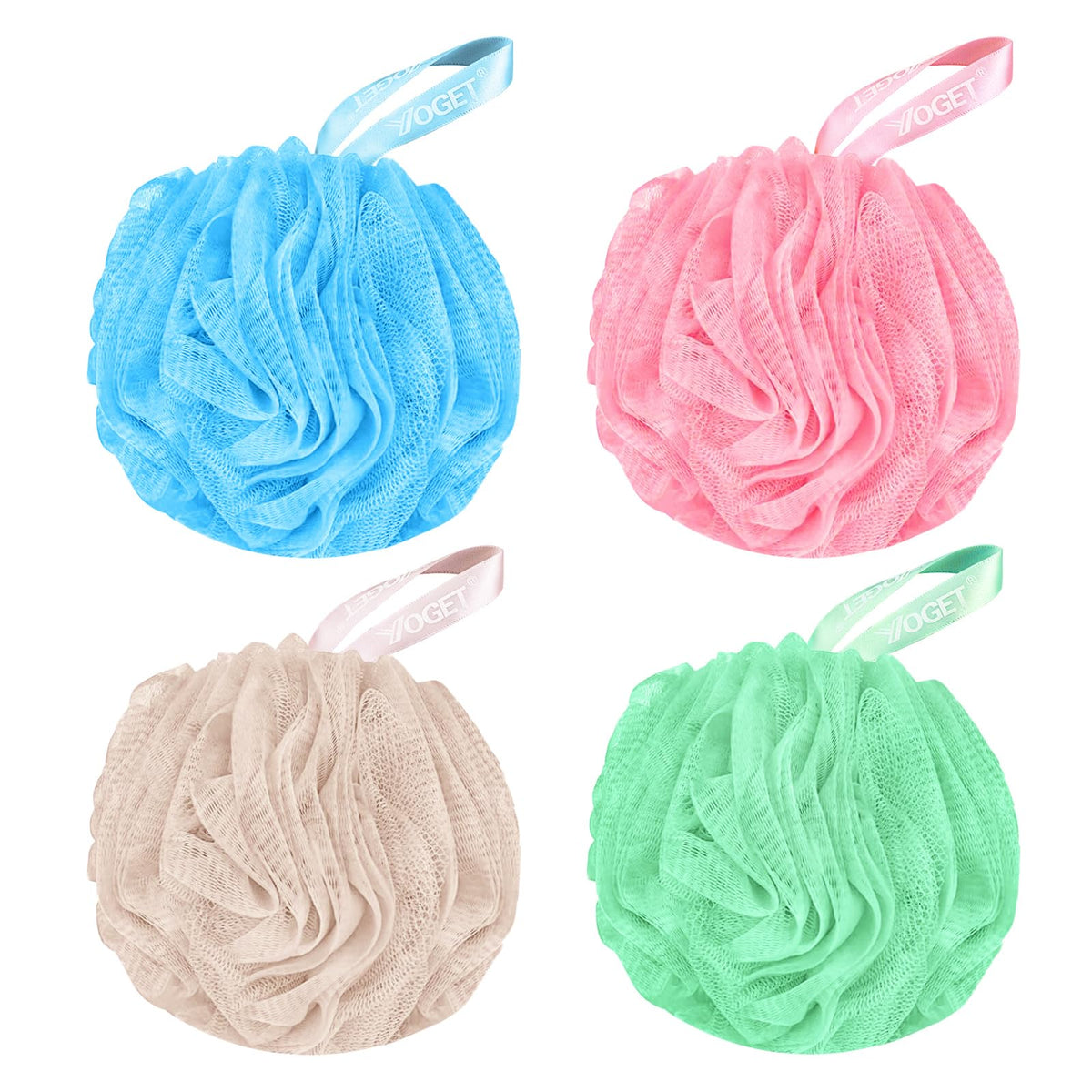 Yoget 4 Pack Shower Loofah Sponge, 60G Bath Loofa Exfoliating Body Scrubber
