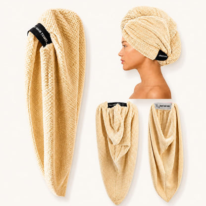 – Microfiber Hair Towel Wrap for Women, Super Absorbent, Quick Dry, Lightweight, Anti-Frizz, Long Thick Curly Hair (Natural Taupe, Large)