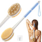 Back Scrubber Body Shower Brush: Anti Slip Long Handle Bath Brush with Stiff and Soft Bristles - Showering Exfoliator Wet or Dry Brushing for Women, Men, Elderly (Blue)