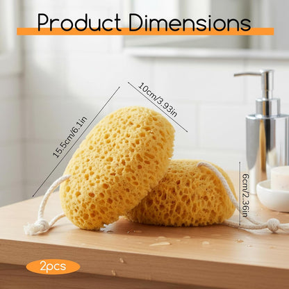 2Pcs Shower Sponge for Body, Bath Sponges Body Wash Scrubber Soft Exfoliating Sponge Face Scrubber Puff Reusable Face Washing Foam for Women Men Gentle & Deep Cleaning