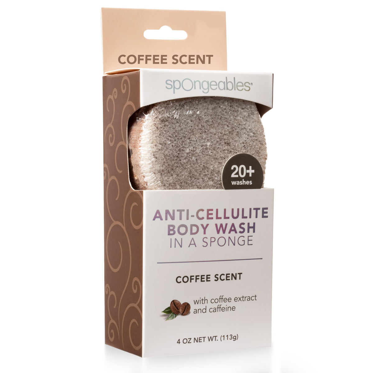 Spongeables Anti Cellulite Body Wash in a 20+ Wash Sponge, Citrus, 3 Count