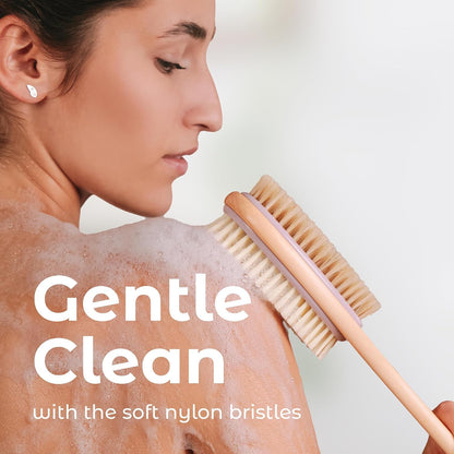 MainBasics Back Scrubber Shower Brush with Soft and Stiff Bristles