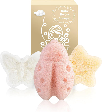 Konjac Baby Sponges, 5Pcs Natural Cute Shapes for Infants