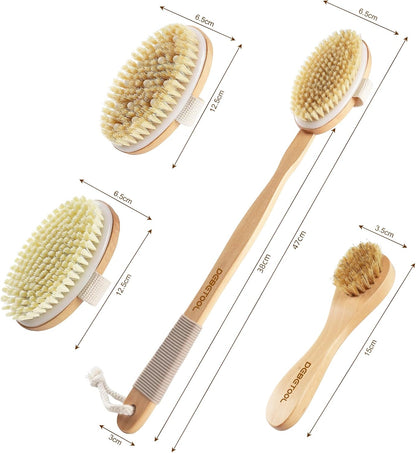 DEBETOOL Dry Brush Set with 3 Detachable Heads, Natural Boar Bristle