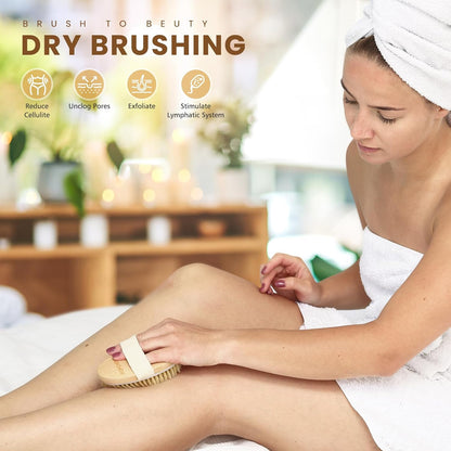 POPCHOSE Dry Brush for Lymphatic Drainage, Dry Brushing Body Brush