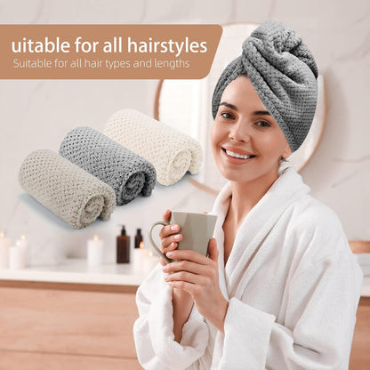 CZZXI 3 PCS Microfiber Hair Towel, Hair Wraps for Women Wet Hair