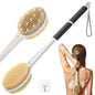 Back Scrubber Body Shower Brush: Anti Slip Long Handle Bath Brush with Stiff and Soft Bristles - Showering Exfoliator Wet or Dry Brushing for Women, Men, Elderly (Blue)