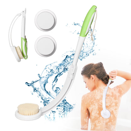 Fanwer 27.5" Long Handled Back Bath Brush for Shower, Back Scrubber for Shower with U-Shaped Curved Handle, Loofah Shower Brush Back Washer for Elderly, Men and Women, Adaptive Equipment for Shower