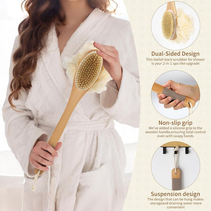DEBETOOL Shower Loofah with Handle