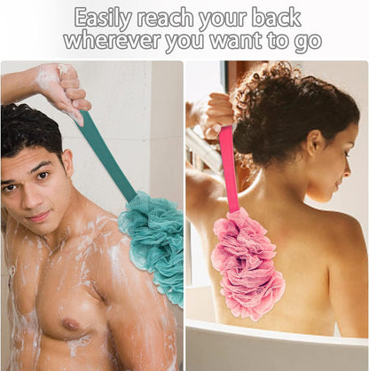 Evmliy Back Scrubber for Shower, Loofah Sponge Brush Exfoliating Body, Long Handle Scrub Brush for Shower with Loofah on a Stick for Back Use, Bathing Accessories Body Brushes (2Pack)