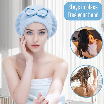 3Pack Microfiber Hair Drying Cap, Quick Dry Fast Drying Hair Caps