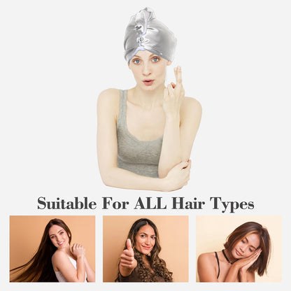 Satin Microfiber Hair Towel,Double Layer Fast Drying Hair Wrap