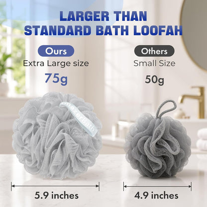 AmazerBath Loofah Sponge 75g/Piece, Exfoliating Bath Sponge Body Scrubber - Loofa Set of 4 Neutral Colors (Large)